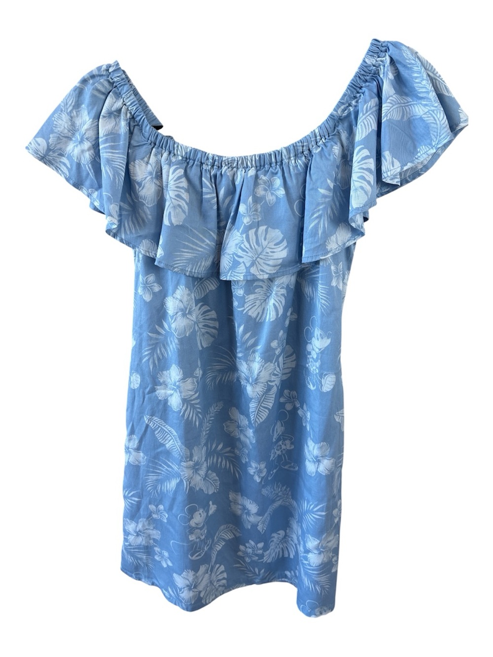 Tommy Bahama Disney Parks Blue Off-Shoulder Ruffle Tropical Midi Dress